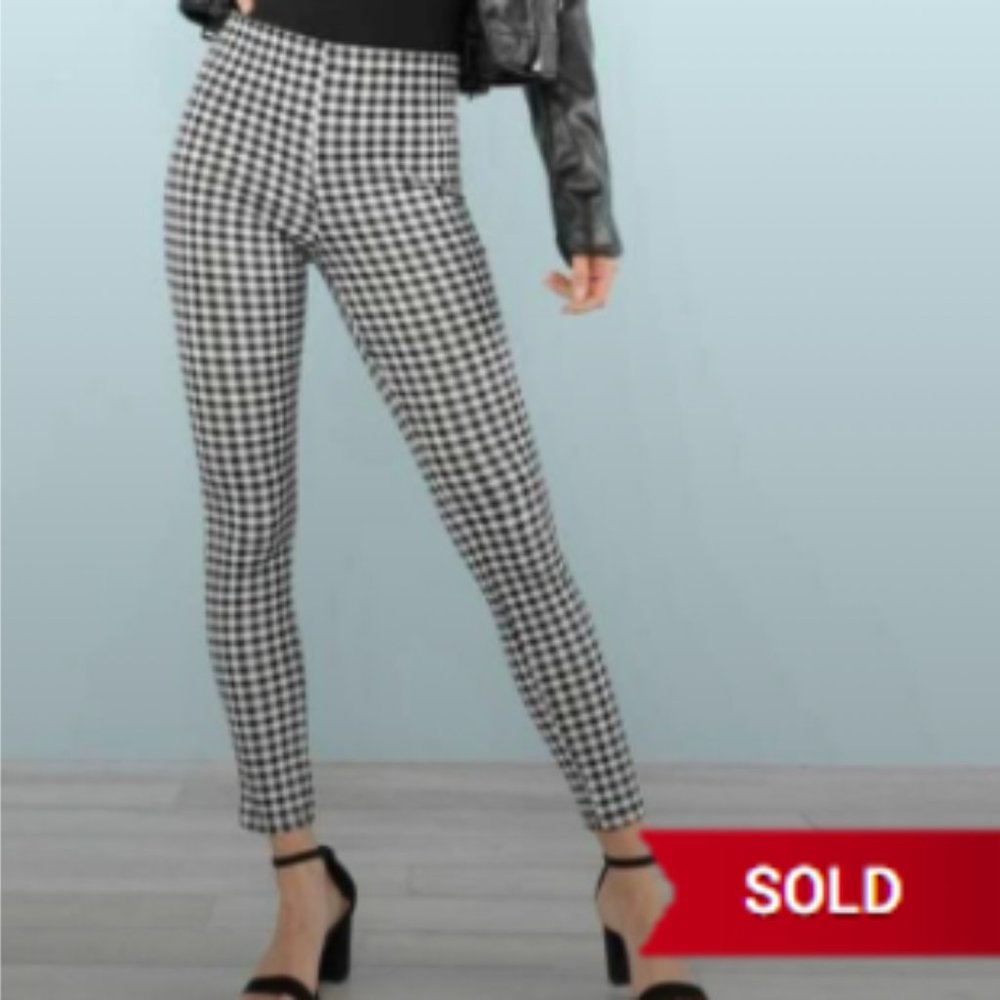 SHEIN Gingham Print Skinny Leggings